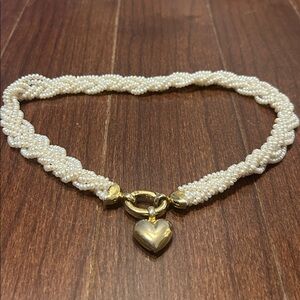 Vintage Heart And Pearly Necklace